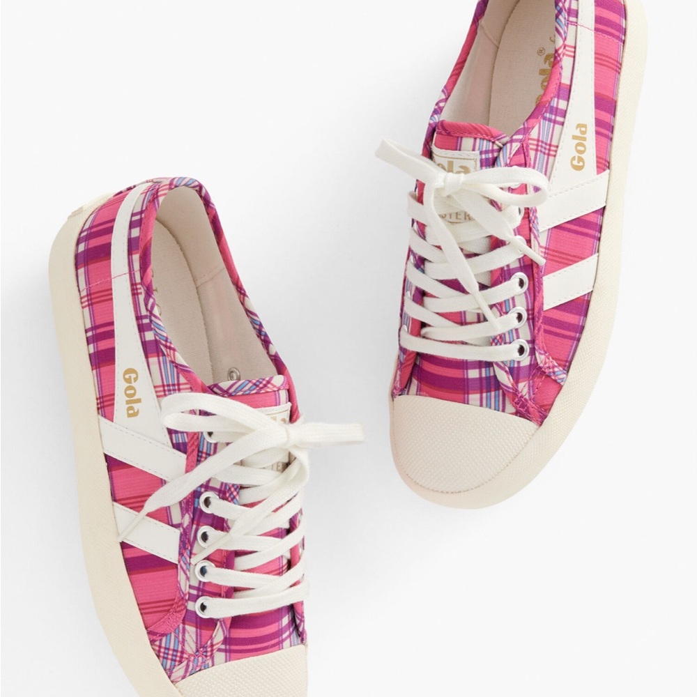 Gola for Talbots Women's Sneakers in Pink and Cream Plaid